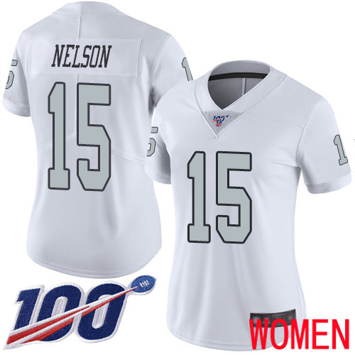 Oakland Raiders Limited White Women J J Nelson Jersey NFL Football 15 100th Season Rush Vapor Jersey